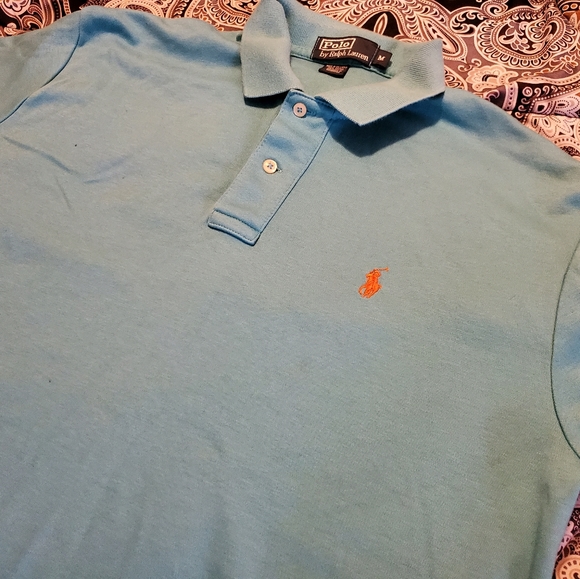 *2-for-$10* Ralph Lauren Polo, Teal w Orange Pony, size medium - Picture 3 of 5